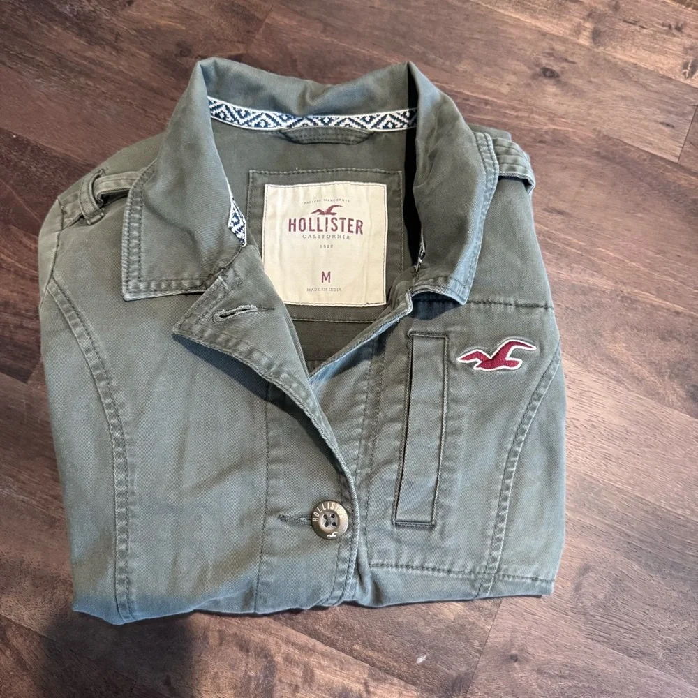 Hollister Women's Utility Jacket in Olive, Size‎ Medium Y2K
